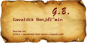 Gavaldik Benjámin névjegykártya